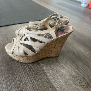 Nude Strappy Wedges